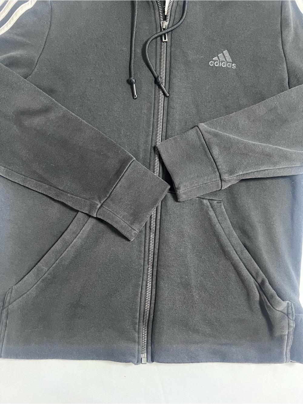 Adidas Black Hoodie with White Three-Stripe Detailing - Picture 3 of 10